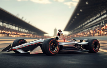 A picture of a race car sitting on the track at the Indianapolis 500 another one of our local attractions
